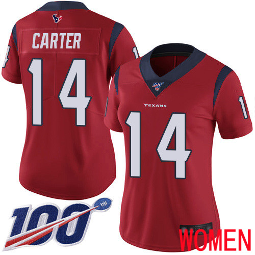 Houston Texans Limited Red Women DeAndre Carter Alternate Jersey NFL Football #14 100th Season Vapor Untouchable
